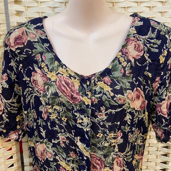 Vintage, Sophisticates By Jonathan Martin Printed Floral Jumper Dress. (S-M) - Picture 2 of 7